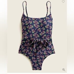 J Crew Topstitched tie-waist one-piece in twilight berry Size 6